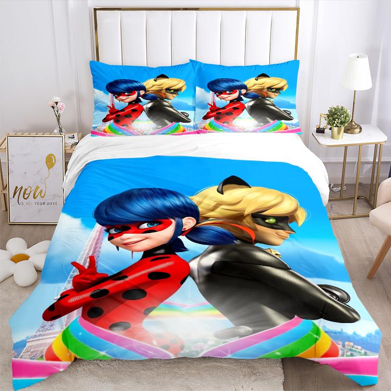 Miraculous Adventures Print 3Pcs Bedding Setduvet Cover With 2 Bedropillowcase Home Birthday Gift