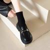 Женские туфли из первого слоя коровьей кожи, осенние туфли-лодочки на толстой подошве, маленькие кожаные туфли для увеличения роста, одинарные туфли
