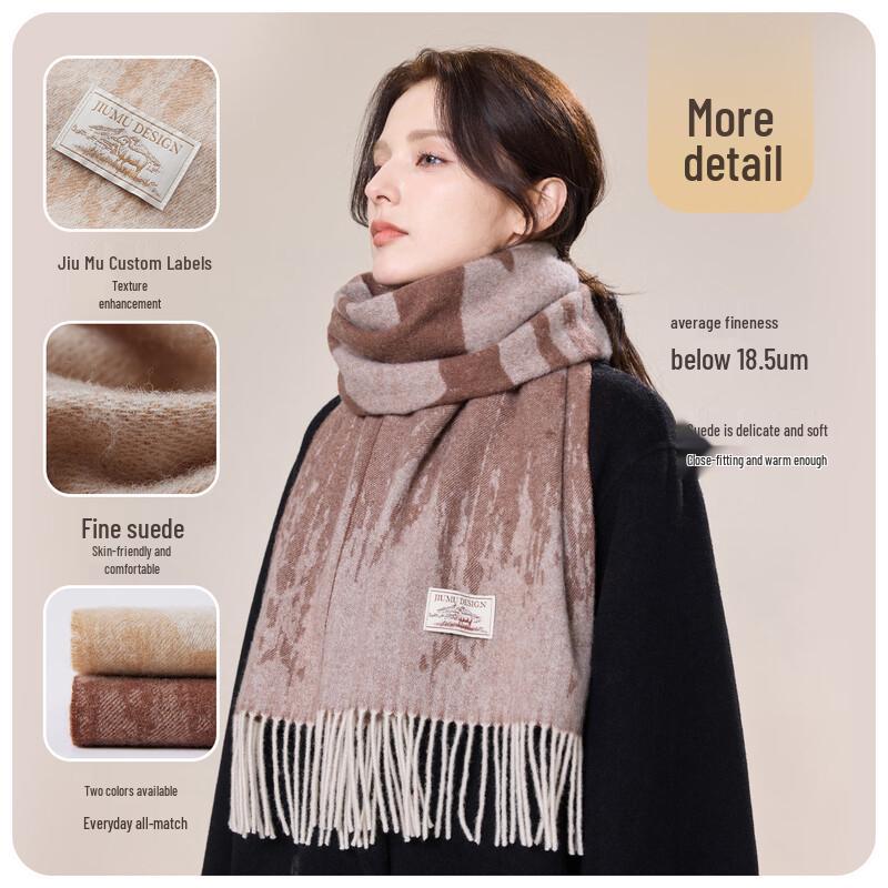 JIUMU Women's 100% Pure Wool Scarf & Shawl