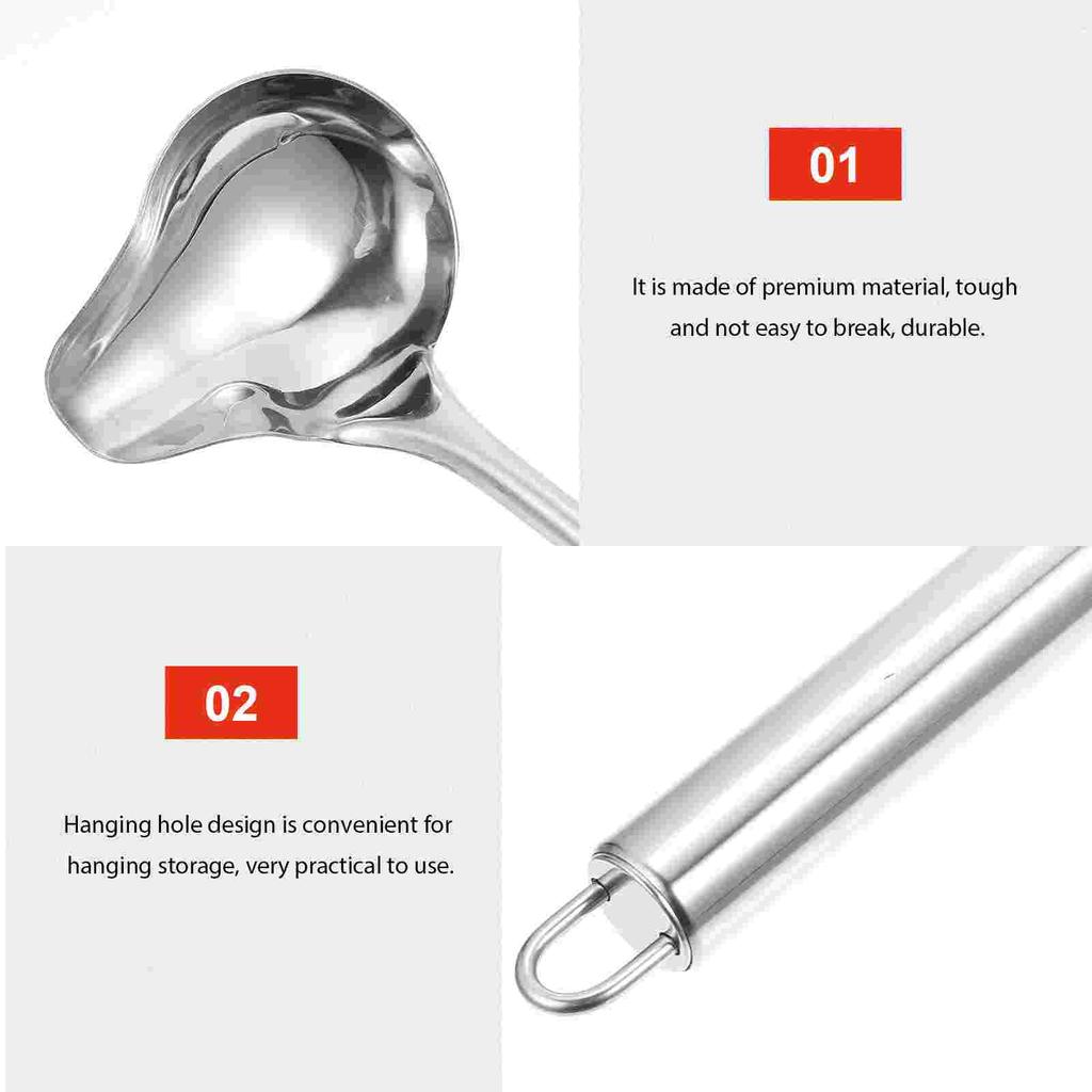 2 Pcs Stainless Steel Sauce Spoon Soup Spoons Ladle Kitchen Gadget Tableware Hot Pot