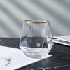 European Style Gold Edged Plastic Hexagonal Household Transparent Whiskey Glass Hexagonal Foreign Wine Glass