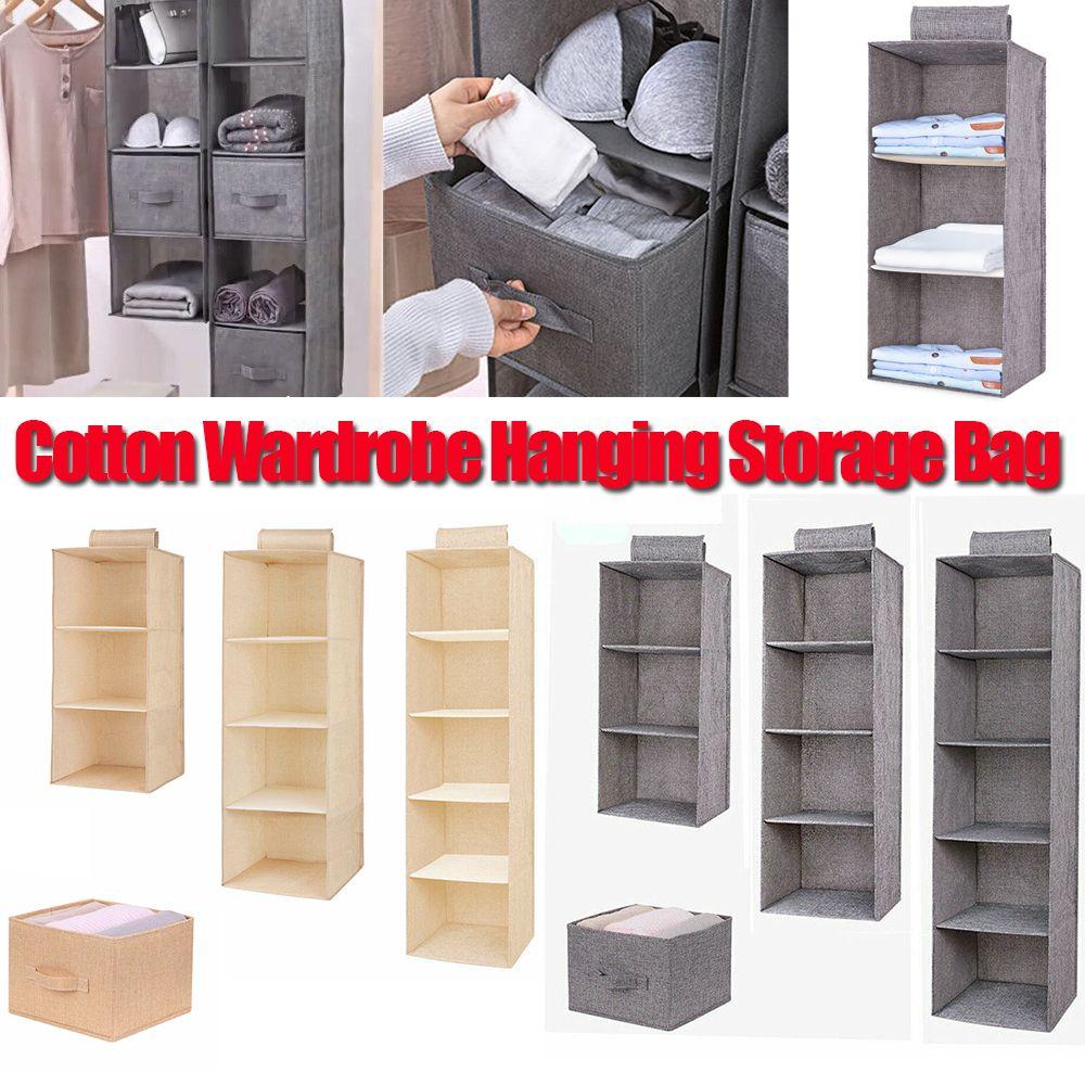 Cotton Hanging Storage Pouch Space Saver Clothes Organizer for Household Closet Container