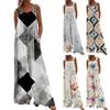 Женские комбинезоны, повседневные комбинезоны с широкими штанинами и принтом, комбинезоны без рукавов с карманами, наряды