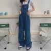 Hong Kong Style Women's High Waist Wide Leg Denim Overalls, Plus and Small Sizes Available