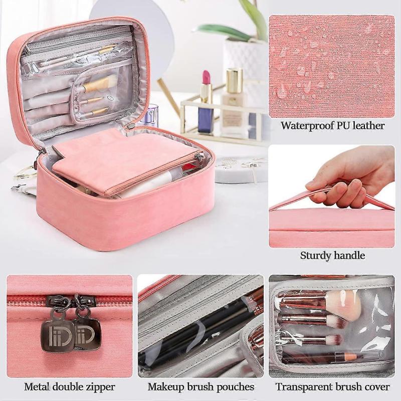 Women's Toiletry Bag Makeup Bag Large Capacity Toiletry Bags Waterproof Travel Case 2 Pieces Pink
