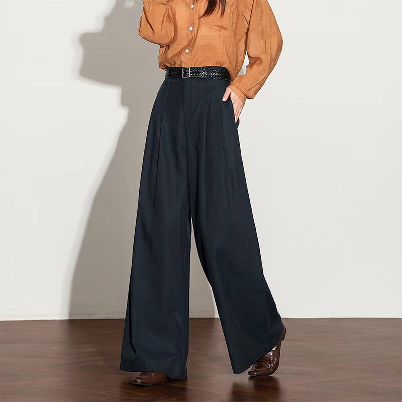 West Encounter Women's Retro Draped High-Waist Wide-Leg Pants
