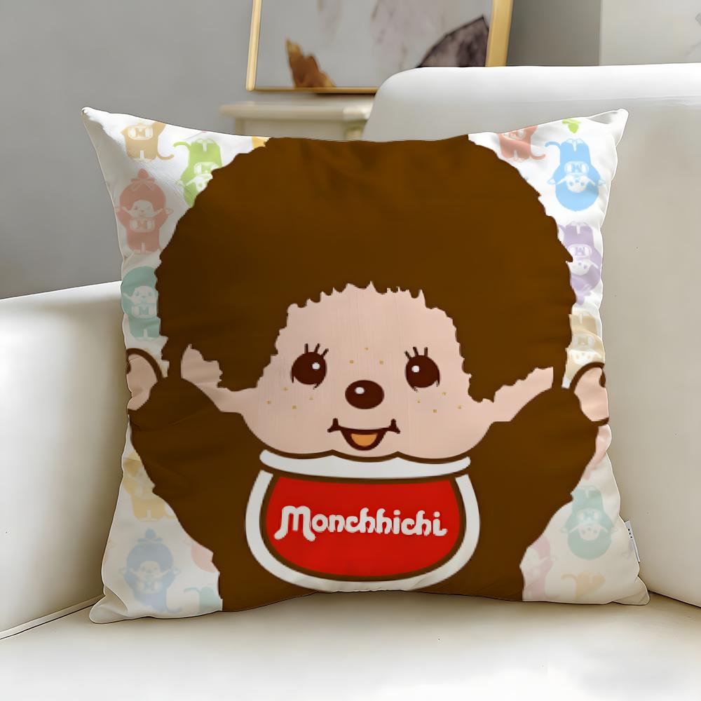 classic toy brand Monchhichi Cushion Cover Soft EasyWash Pillow Case Versatile for Couch Bed Travel and Office