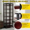 Tower CD Player Stand Height Adjustable Shelves Media Audio Tower Cabinet with Wheels for Living Room Gaming Room Music Studio