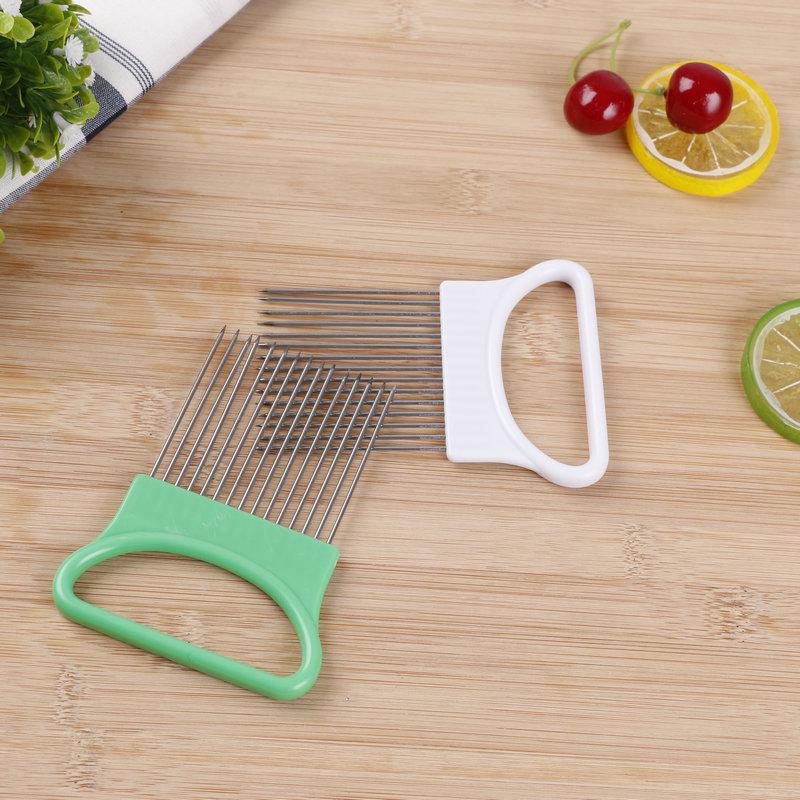 Handy Stainless Steel Onion Holder Creative Kitchen Tool Vegetable Potato Slicing Kitchen Gadget Meat Cutting Needle