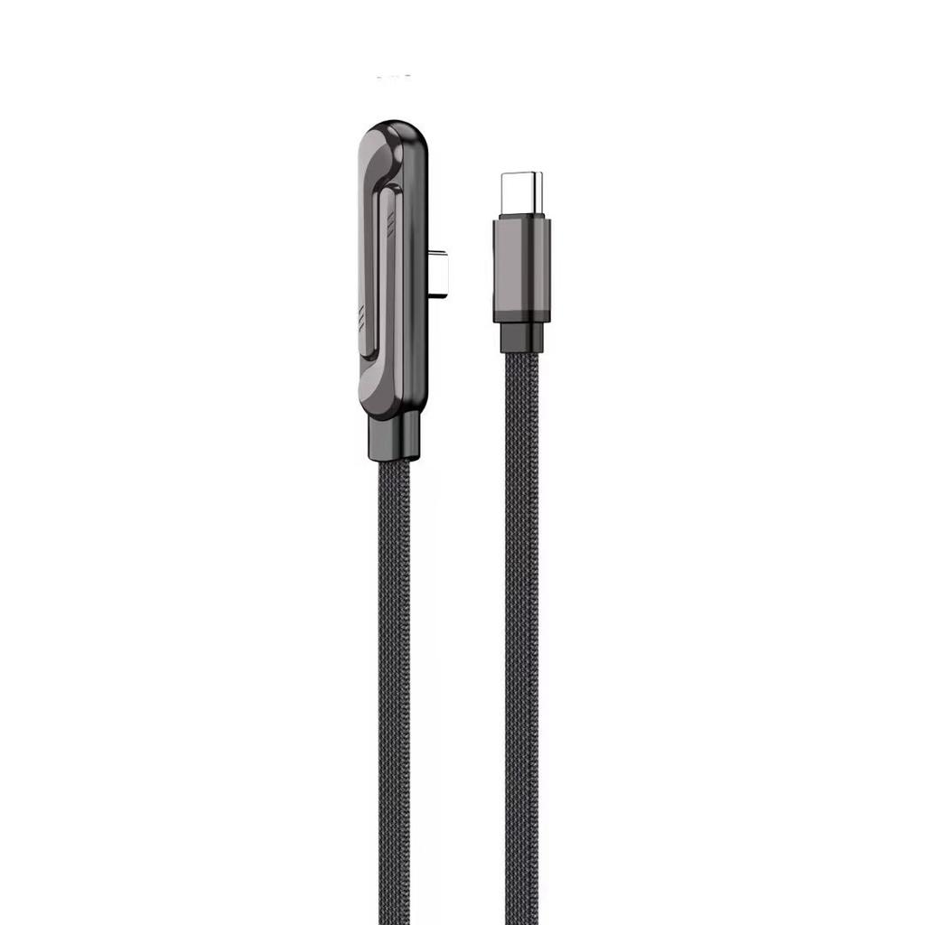 Игровой кабель Type-C на Type-C 1,5 м, 240 Вт, с углом 90°, для зарядки и передачи данных телефона, с подставкой для телефона