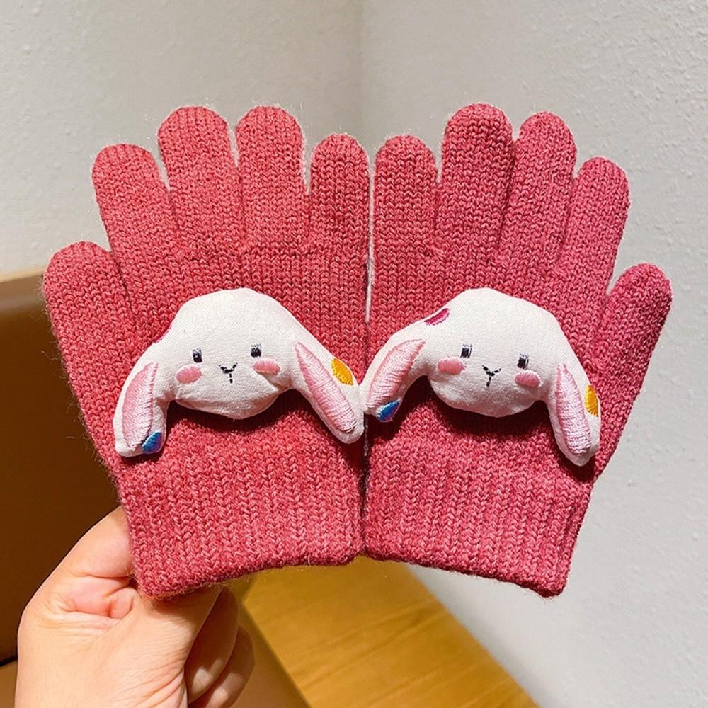 Candy Color Cute Animal Kids Knit Gloves Warm Full Finger Gloves Riding