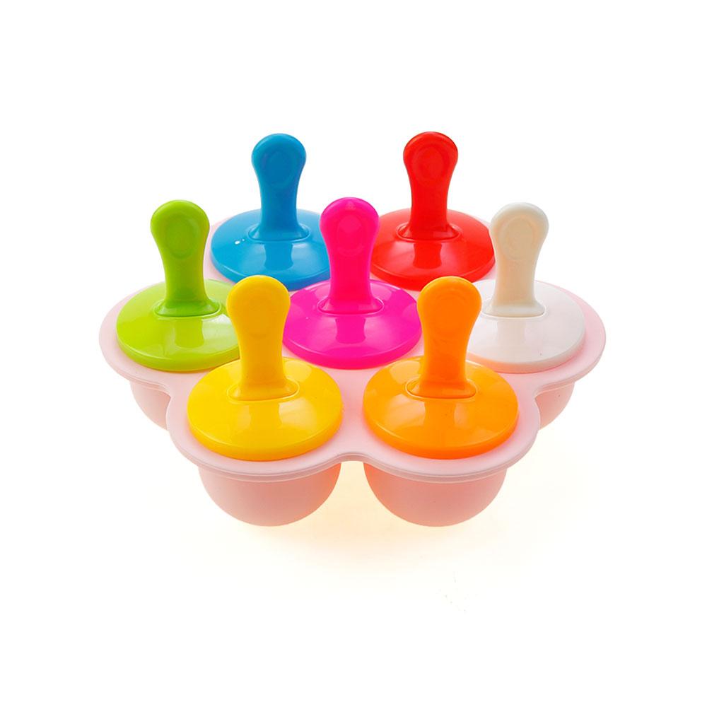 Silicone World 9/7 Отверстий Силиконовые Формы для Эскимо DIY Форма для Мороженого на Палочке Лоток для Льда Детский Фруктовый Молочный Коктейль Коробка для Прикорма