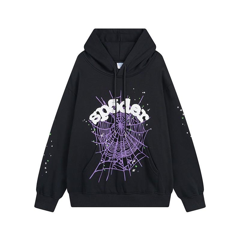 Winter Hip Hop Hoodie Men Women Sp5der 555555 Web Print Loose Fit Pullover Sweatshirt