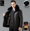Men's Winter Sheepskin Leather Jacket with Detachable Liner and Real Fur Collar