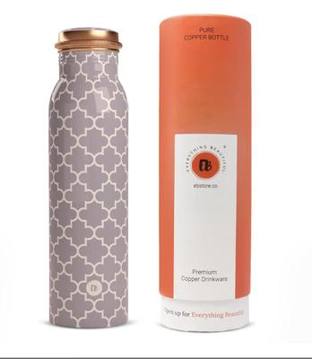 EB-Everything Beautiful Pure Copper Water Bottle Герметичная гладкая серая конструкция для занятий йогой и тренажерного зала