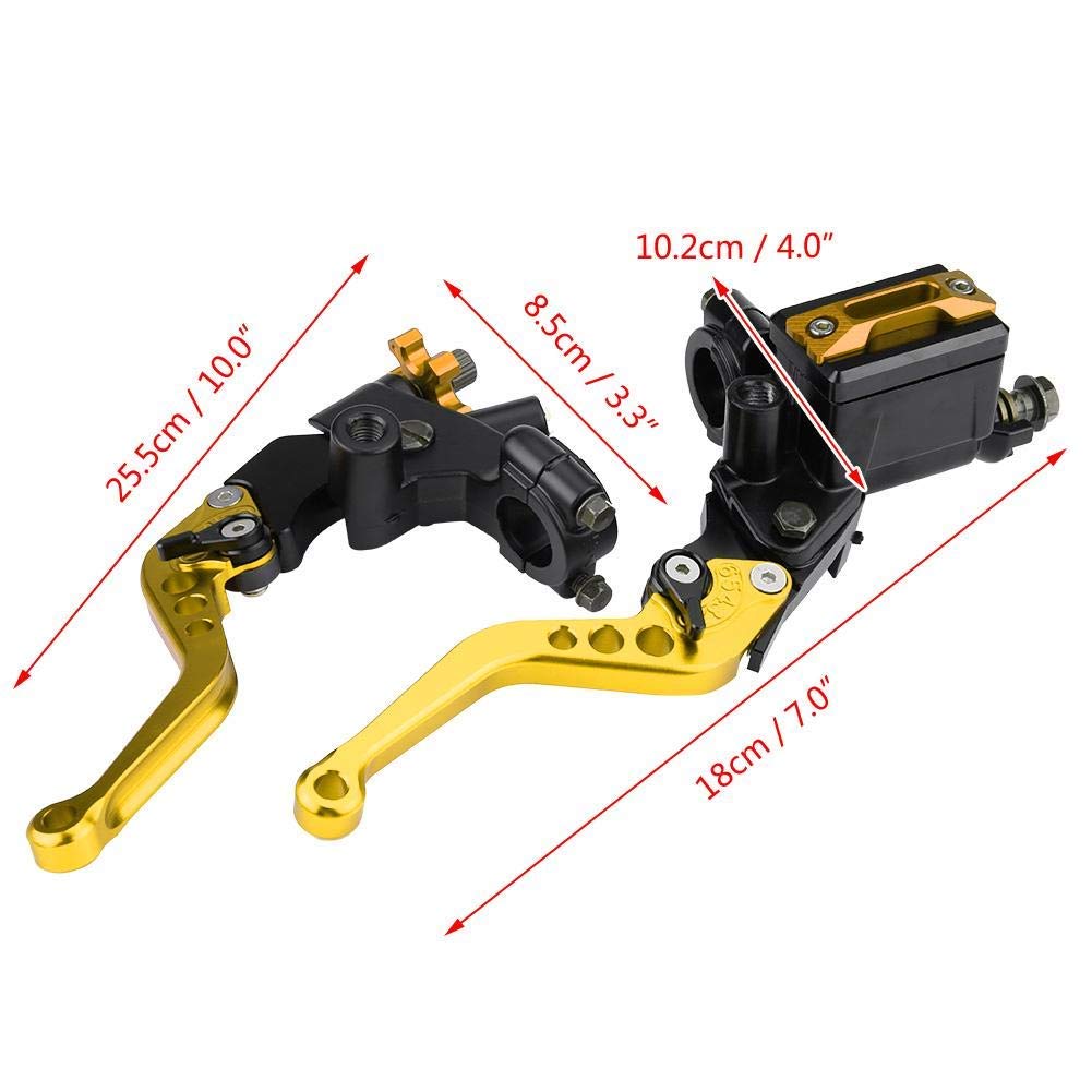 Motorcycle Brake Lever Left and Right Set of 2 22mm Hydraulic Brake Master Cylinder Clutch Lever Large Motorcycle General Purpose (Yellow)