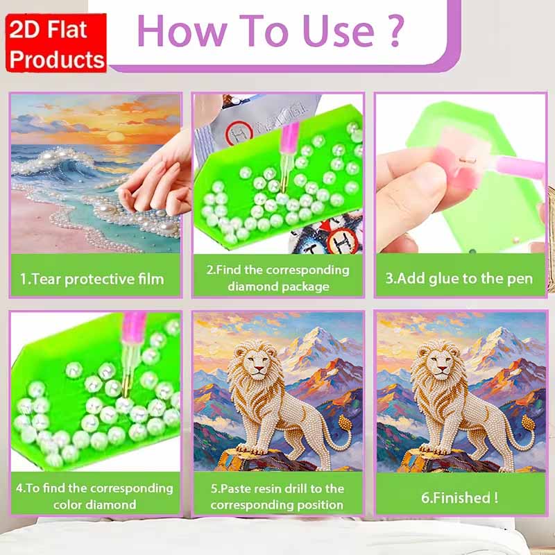 Animal Pearl Painting Handmade 5D Lion DIY Home Office Desktop Decoration Painting Majestic Majesty