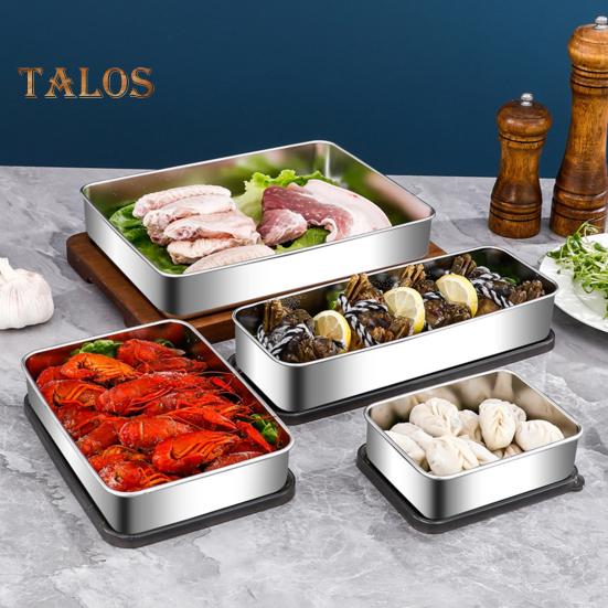 Refrigerator Stainless Steel Cheese Container Elevated Base Fridge Deli Meat Storage Box Kitchen Food Storage Container with Lid