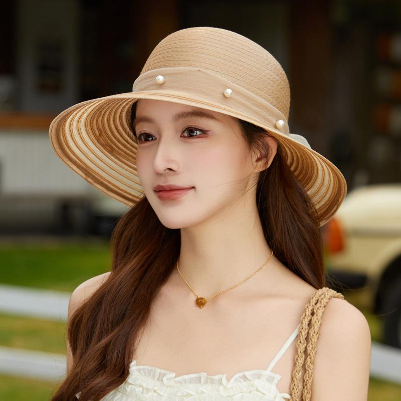 Summer fashion temperament elegant organza hat women's versatile sunshade sunscreen hat outdoor leisure sun hat