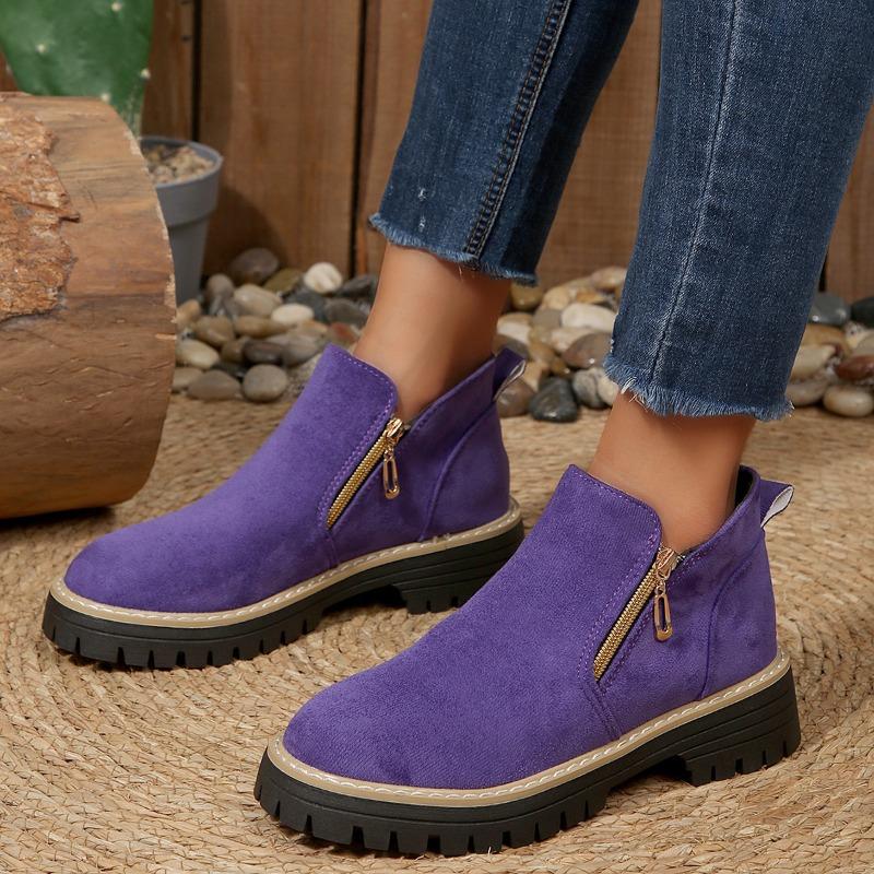 Женские ботильоны на широкую ногу с круглым носком, ботинки Мартина на платформе с боковой молнией, оптовые зимние ботильоны для женщин
