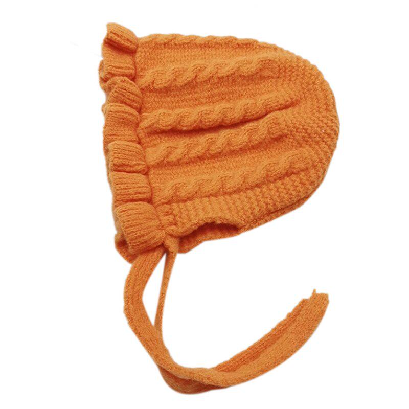 Winter Baby Girls Toddler Solid Print Hats With Ruffle Design Casual Caps Headwear