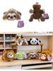 Adorable Three-Pose Animal Figurines: Plush Panda, Raccoon Doll, Desktop Companion