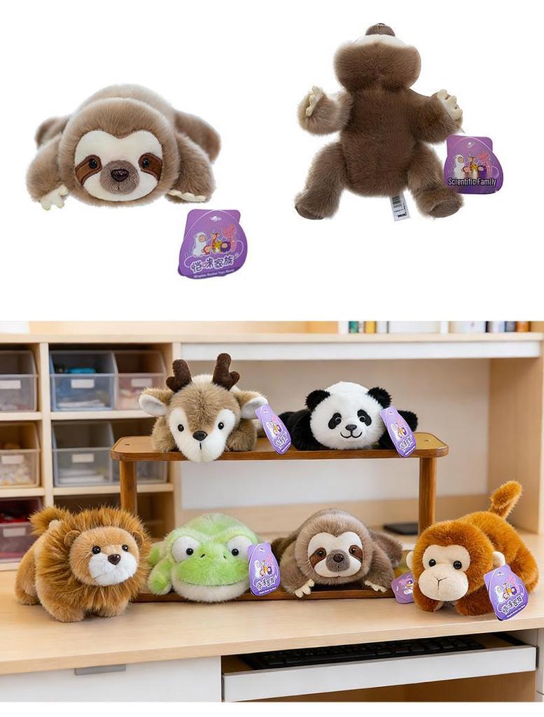 Adorable Three-Pose Animal Figurines: Plush Panda, Raccoon Doll, Desktop Companion
