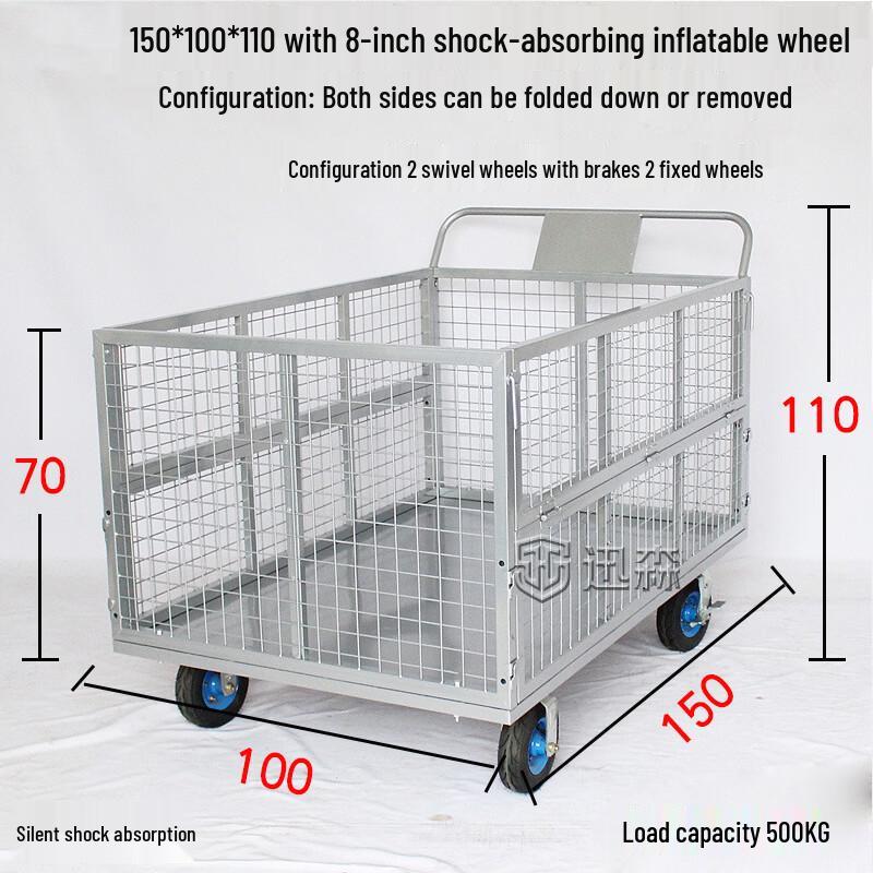 Heavy-Duty Folding Mesh Warehouse Cart