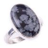 Кольцо ручной работы из стерлингового серебра 925 пробы с натуральным снежиночным обсидианом S.7 o4w02