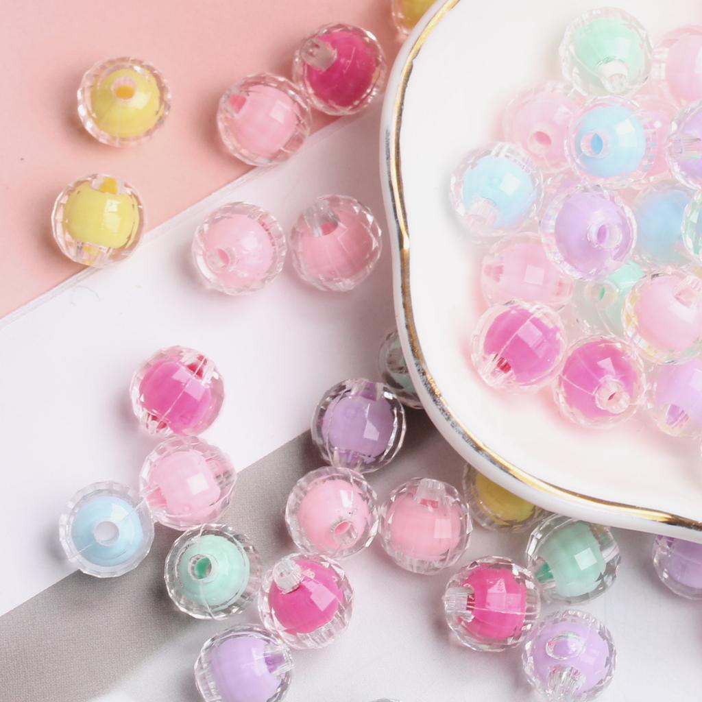 High Quality Necklace Bracelet Loose Beads 150/100Pcs Sandwich Transparent Creative 8/10mm Round Pendant Faceted DIY Jewelry Making Candy Color