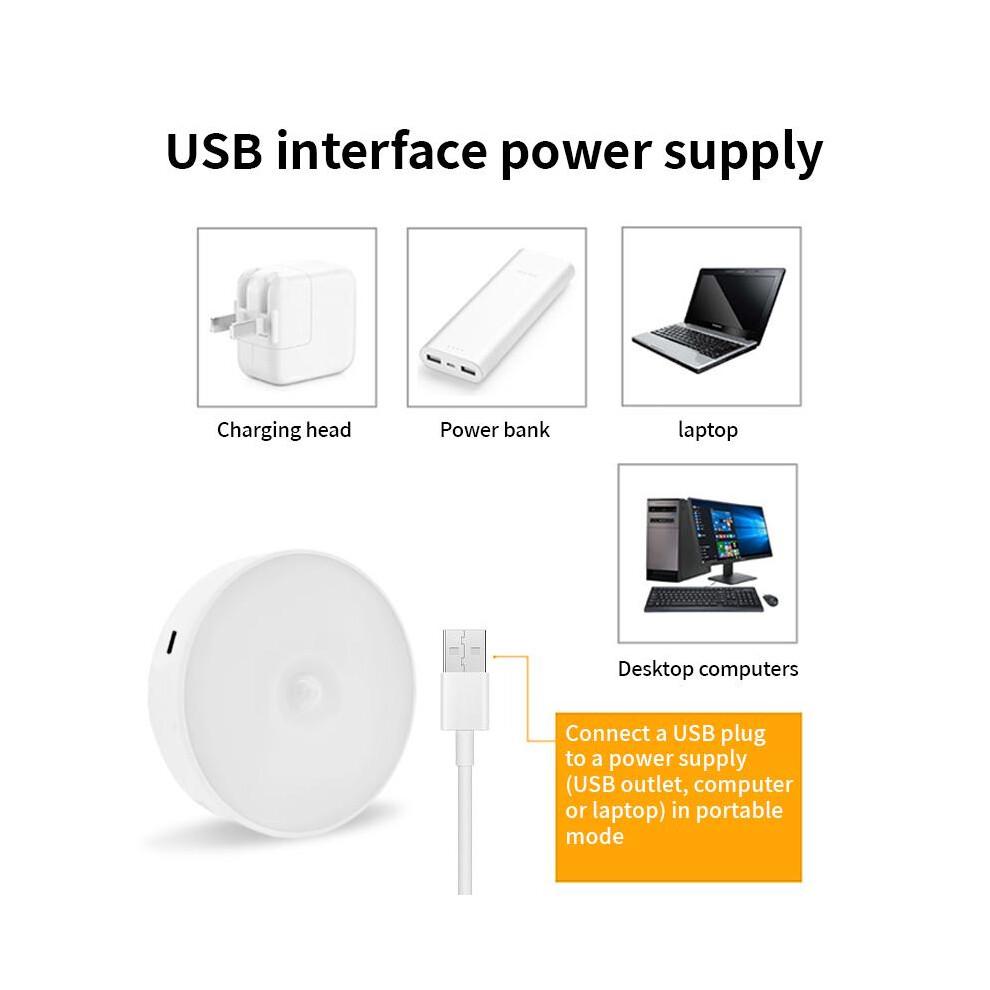 white 3pcs Motion Sensor LED Night Light USB Rechargeable Night Lamp for Kitchen Cabinet Wardrobe Lamp Staircase Wireless Closet Light