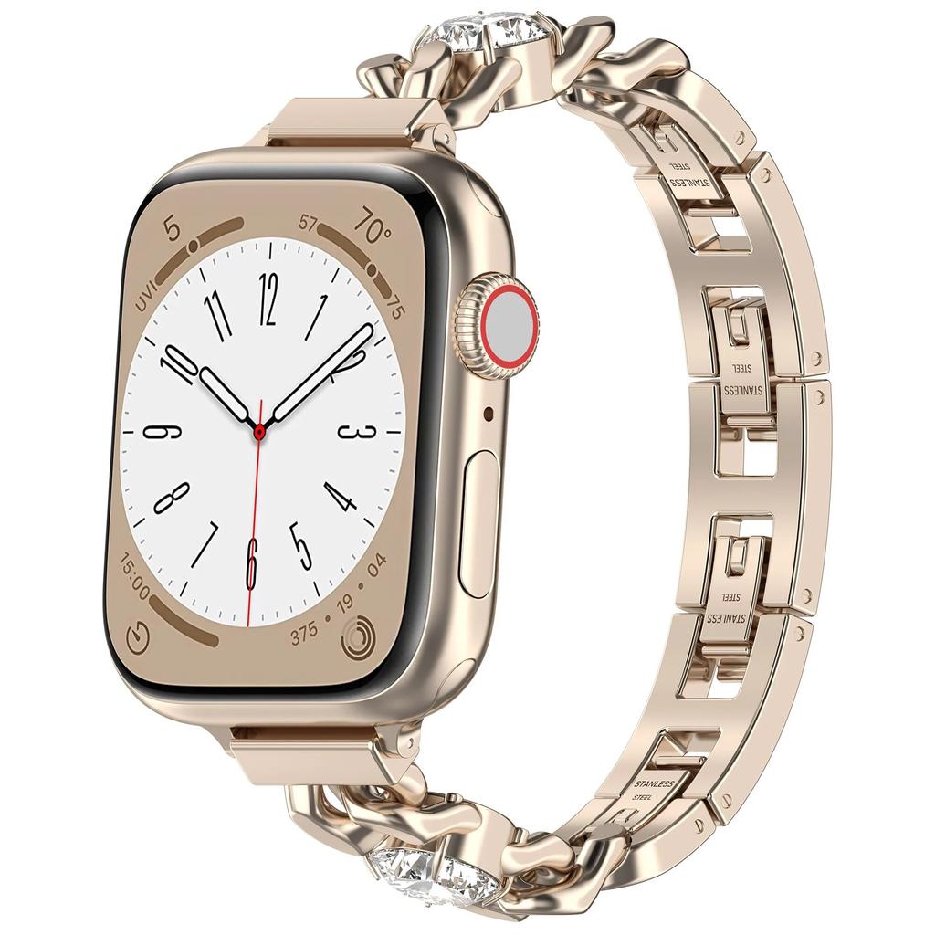 Ремешок из нержавеющей стали для Apple Watch Series Ultra 8 7 SE 6 5 4 3 Металлический браслет с бриллиантами для Iwatch 9 40 41 мм 42 44 мм 45 мм