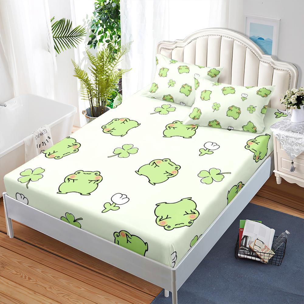 Three-Piece Mattress, Mattress Cover, Cartoon Frog Dust Mattress Protective Cover