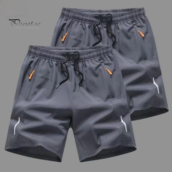 Мужские спортивные шорты, однотонные прямые эластичные шорты на талии, повседневная одежда больших размеров, карманы на молнии в стиле ретро, ​​тонкие летние шорты до колена, мужская одежда