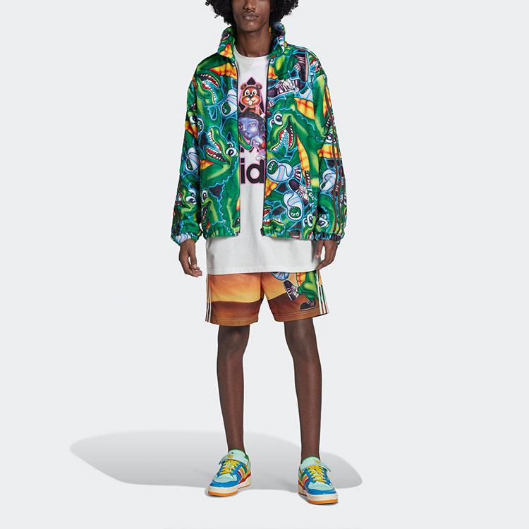 adidas Originals X Kerwin Frost с мультяшным принтом и воротником из искусственного меха, мужская куртка, зеленая H66306