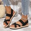 Fashion New Style Popular Women's Fashion Sandals Trend Anti-slip Wear Comfortable Matching Color Sole Pure Black Shoelace Flat Sandals