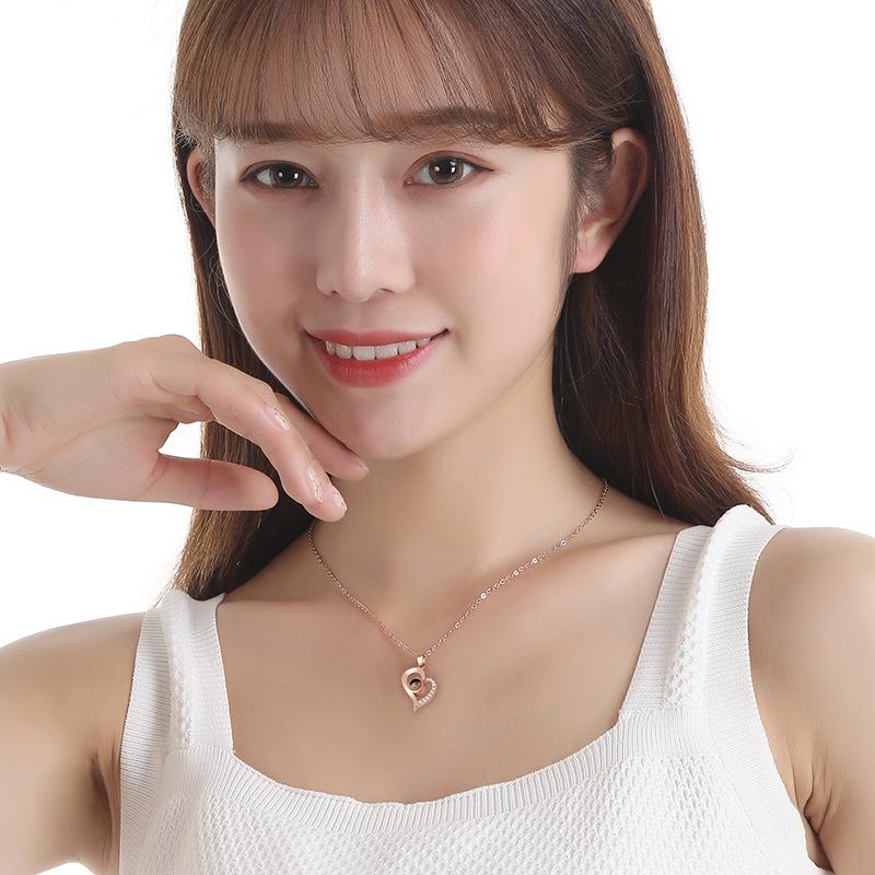 Douyin Kuaishou Same Love Pendant 100 Languages I Love You Projection Memory Necklace Jewelry