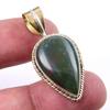 Natural Bloodstone Gemstone 925 Solid Sterling Silver TwoTone Pendant 1.50" D2M16