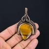 Tiger Eye Gemstone Handmade Pure Copper Wire Wrapped Pendant Jewelry For Women