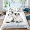 Penguin Duvet Cover Set Full Cute Animals Bedding Set Snow Decor Comforter Cover Set Cute Penguin Animal Quilt Cover Queen Size
