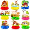 Farm Honeycomb Ceterpieces, 9 Pcs Farm Animals Honeycomb Decorations Farm Animal Party Centerpieces