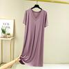 Full-skirted Dresses Loose Long Sleepdress Summer Modal Casual Dress V-Neck Short Sleeves Plus Size