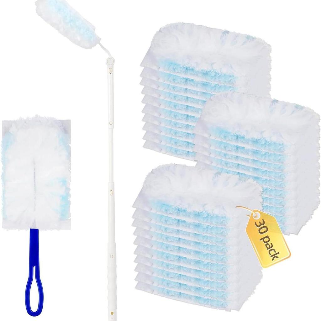 Retractable Long Handle Electrostatic Feather Duster - No-Wash, Disposable Dusting Tool for Easy Cleaning