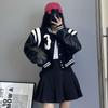 Jackets Women's Bomber Black Coats Leather Baseball Short Coat Y2k Jacket Woman Goth Clothing Streetwear