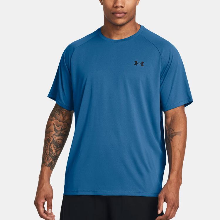 Under Armour UA Tech™ Logo Comfort Casual Crew Neck Short Sleeve T Shirt Men T Shirts Photon-Blue 1326413-406