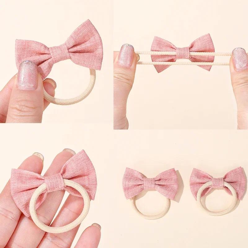 10 шт./набор Мультяшные повязки на голову с бантом и цветком для детей, девочек, милые резинки для волос, модные эластичные резинки, веревки для волос, аксессуары для волос
