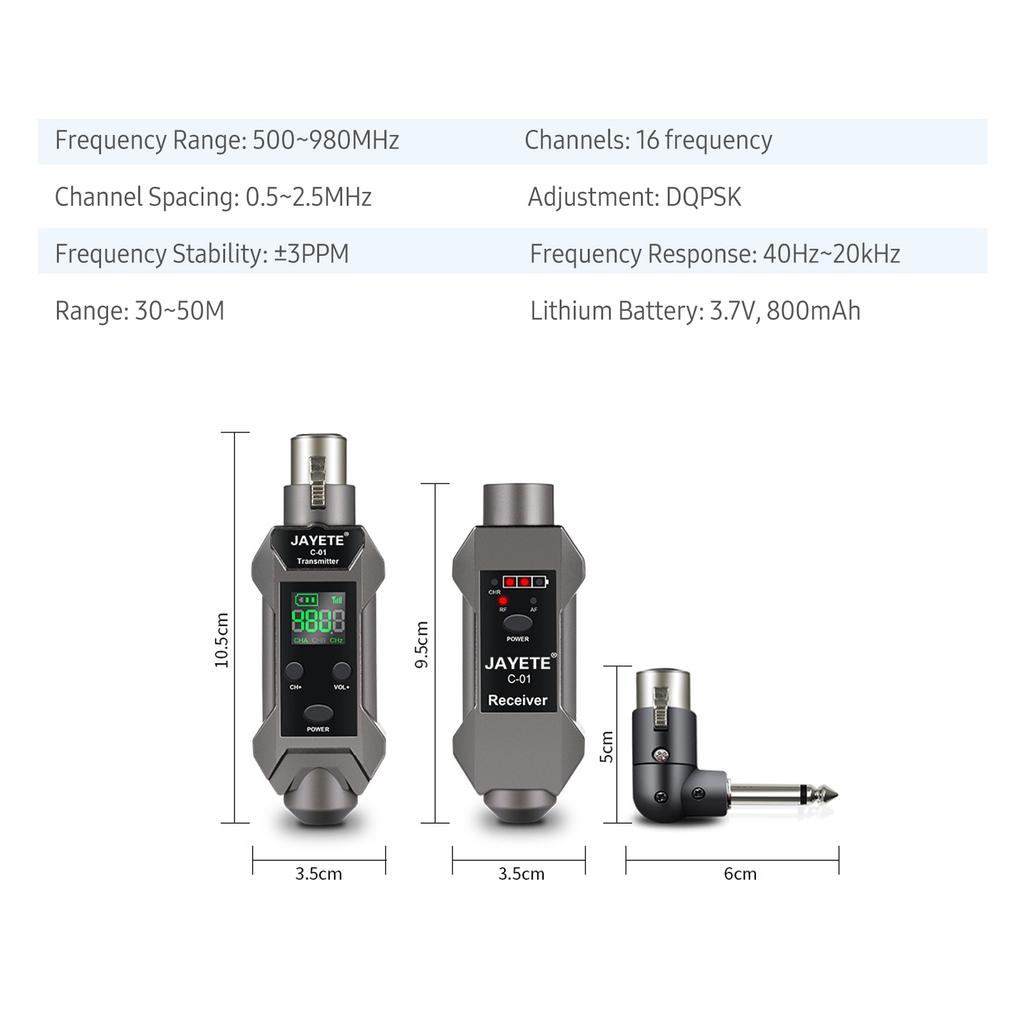JAYETE C-01 UHF Профессиональный преобразователь проводного и беспроводного микрофона, передатчик и приемник микрофона