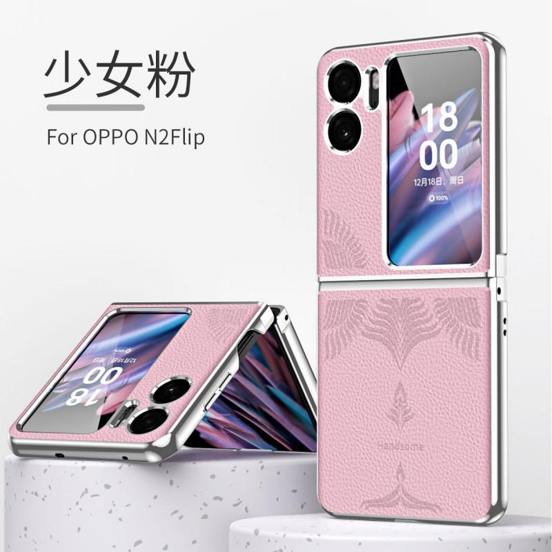 Premium Faux Leather Case OPPO Find N2 Flip Full Coverage Electroplated Embossed Design Shockproof Scratch Resistant