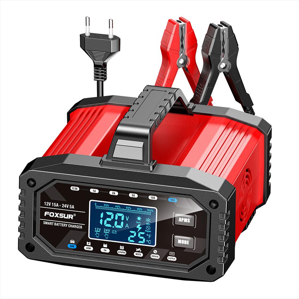 Full Automatic Car Battery Charger 12V/24V Intelligent LCD Display Protect Quick Charger Multiple Protections