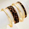 4Pcs Elegant Leopard Print Bangle Set Bohemian Style Open Bangle Stacking Bracelets  Jewelry Gift